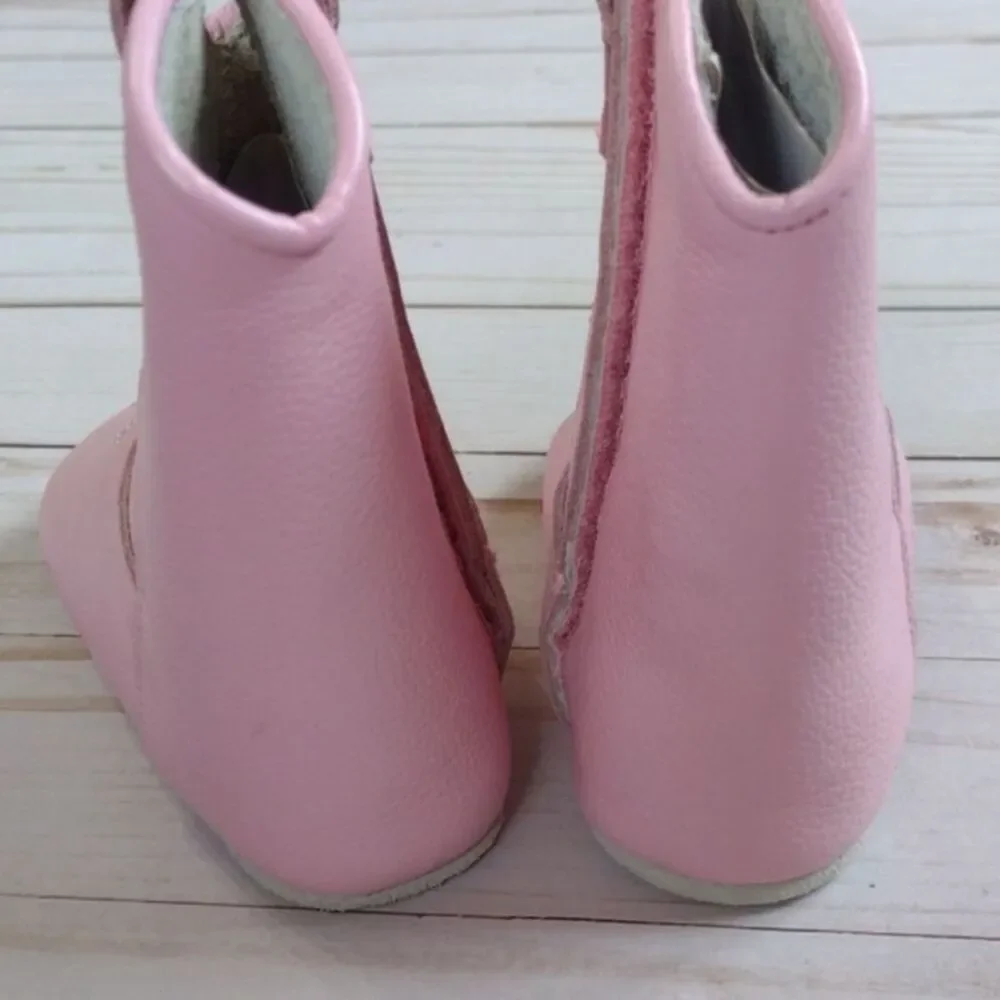MaMTaKoN Pink Genuine Leather Cowboy Boots Size 6-12 Months